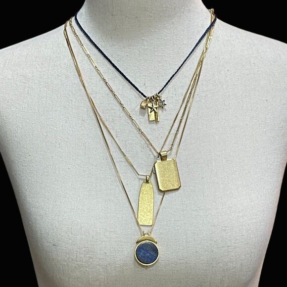 Madewell Lot of 3 Gold Tone Adjustable Necklaces Jewelry Pendant Chain - Picture 1 of 9